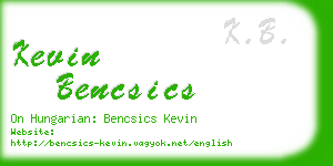 kevin bencsics business card